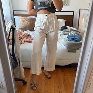 Zara Ecru Cropped wide leg pant Size S